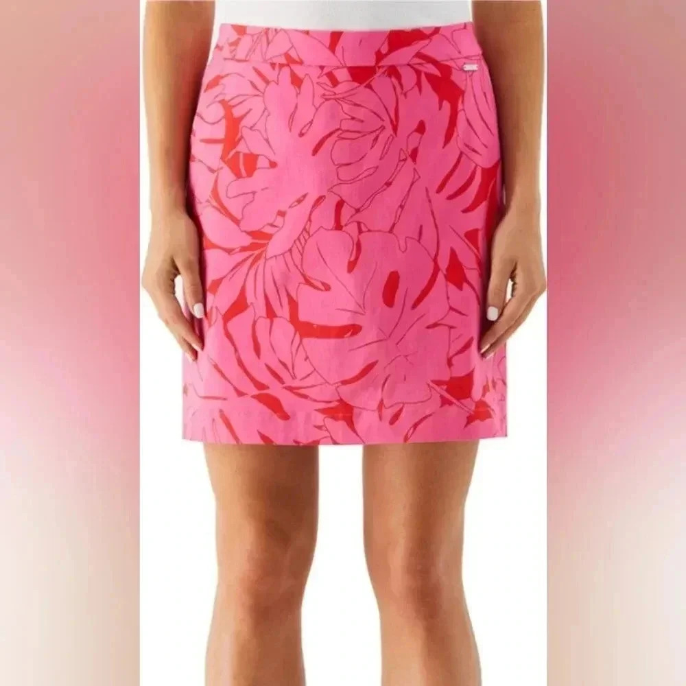 RAFAELLA Skort Women’s L XL Floral Carmine Rose Pockets Stretch NWT‎